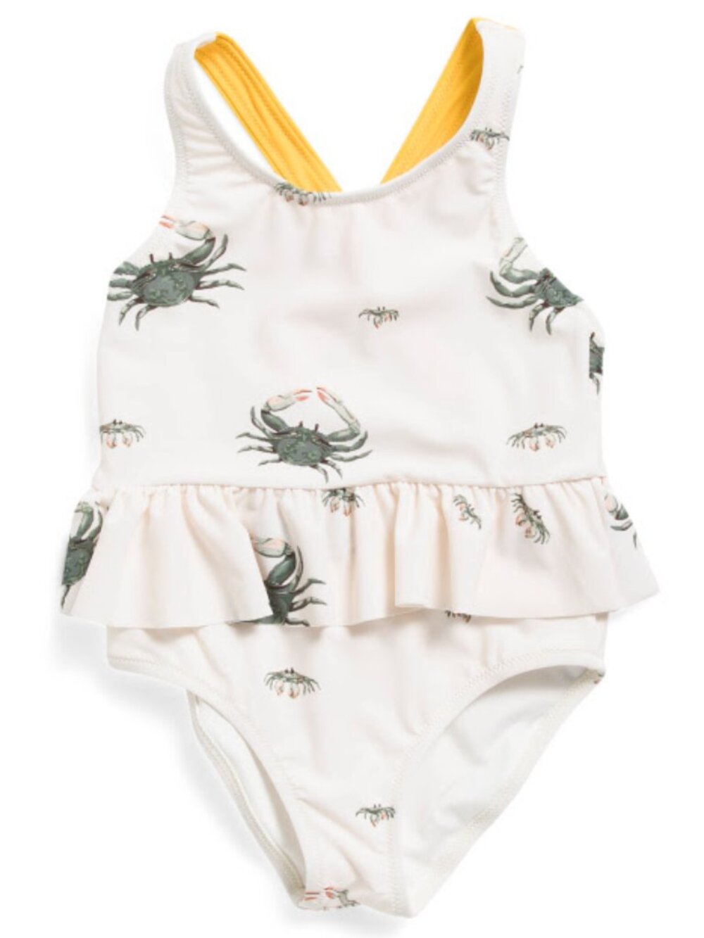 NWT! Milkbarn Girls Ruffle Waist Suspender Coastal Crab Swimsuit Size 18-24M